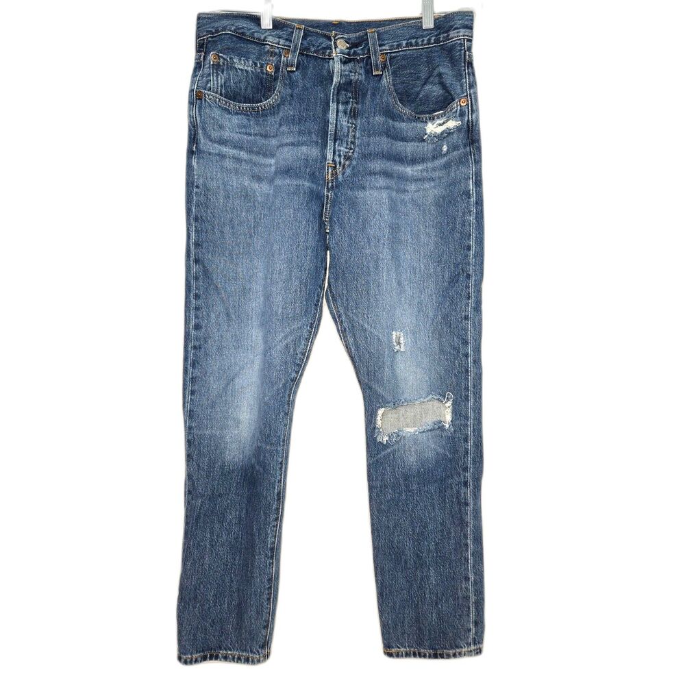 Levi's Premium 501 S Skinny Distressed Jeans | Women's Size 30x28 | Blue Denim